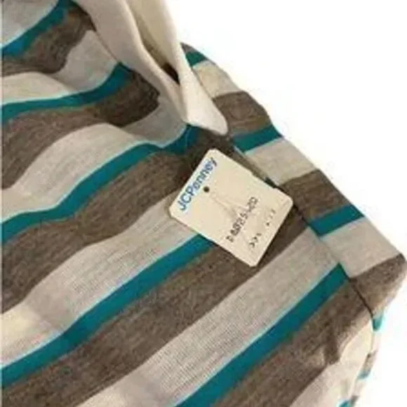 NWT Ginnis Girl Adorable Vintage Knit Top Sz L Off White Teal Beige Striped - Picture 4 of 5